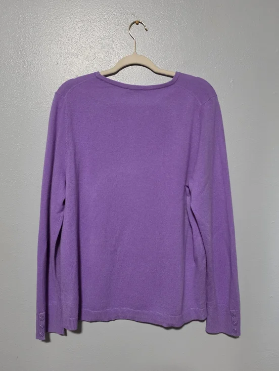 TALBOTS Sweater Womens XL Purple 100% Pure Cashmere Knit Crewneck Soft Luxury - Picture 5 of 6